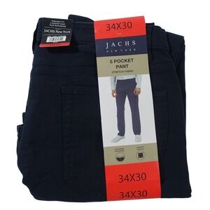 Jachs New York Mens Pants 34x30 Navy 5 Pocket Stretch Fabric